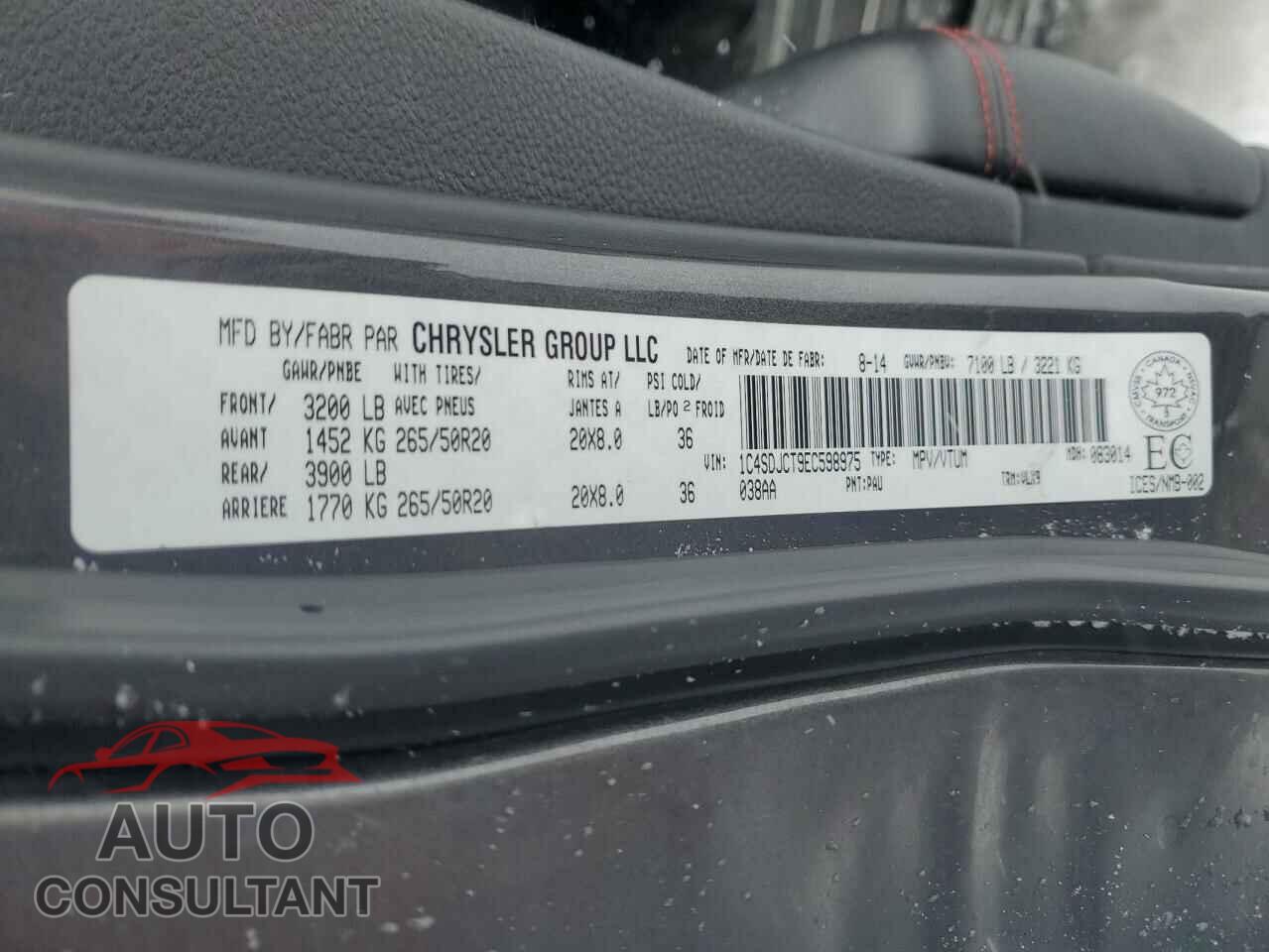 DODGE DURANGO 2014 - 1C4SDJCT9EC598975