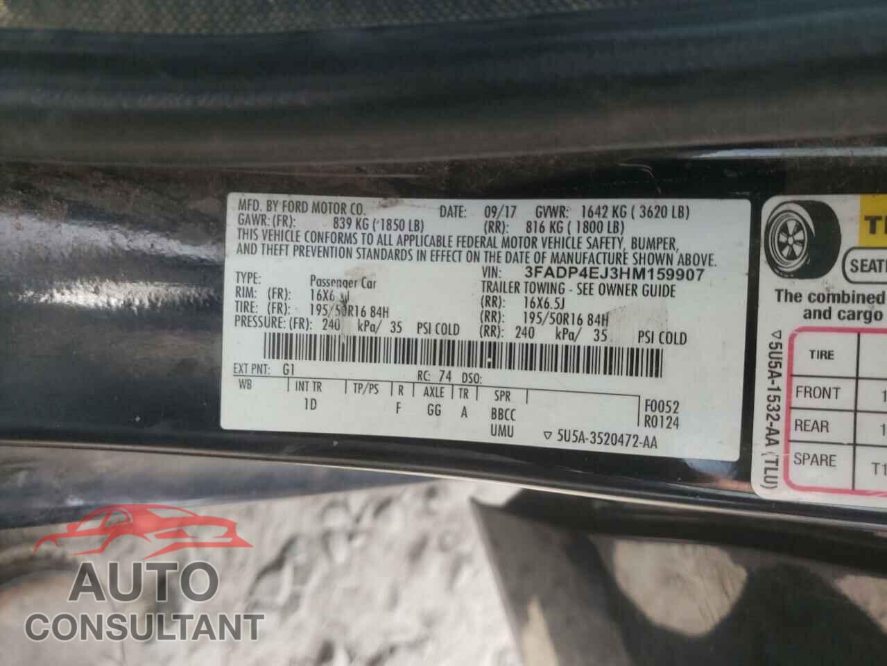 FORD FIESTA 2017 - 3FADP4EJ3HM159907