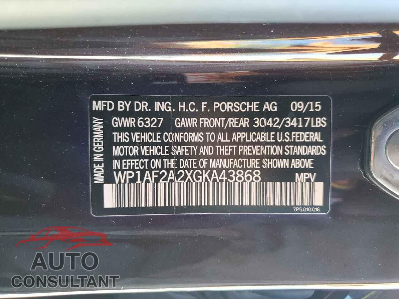 PORSCHE CAYENNE 2016 - WP1AF2A2XGKA43868