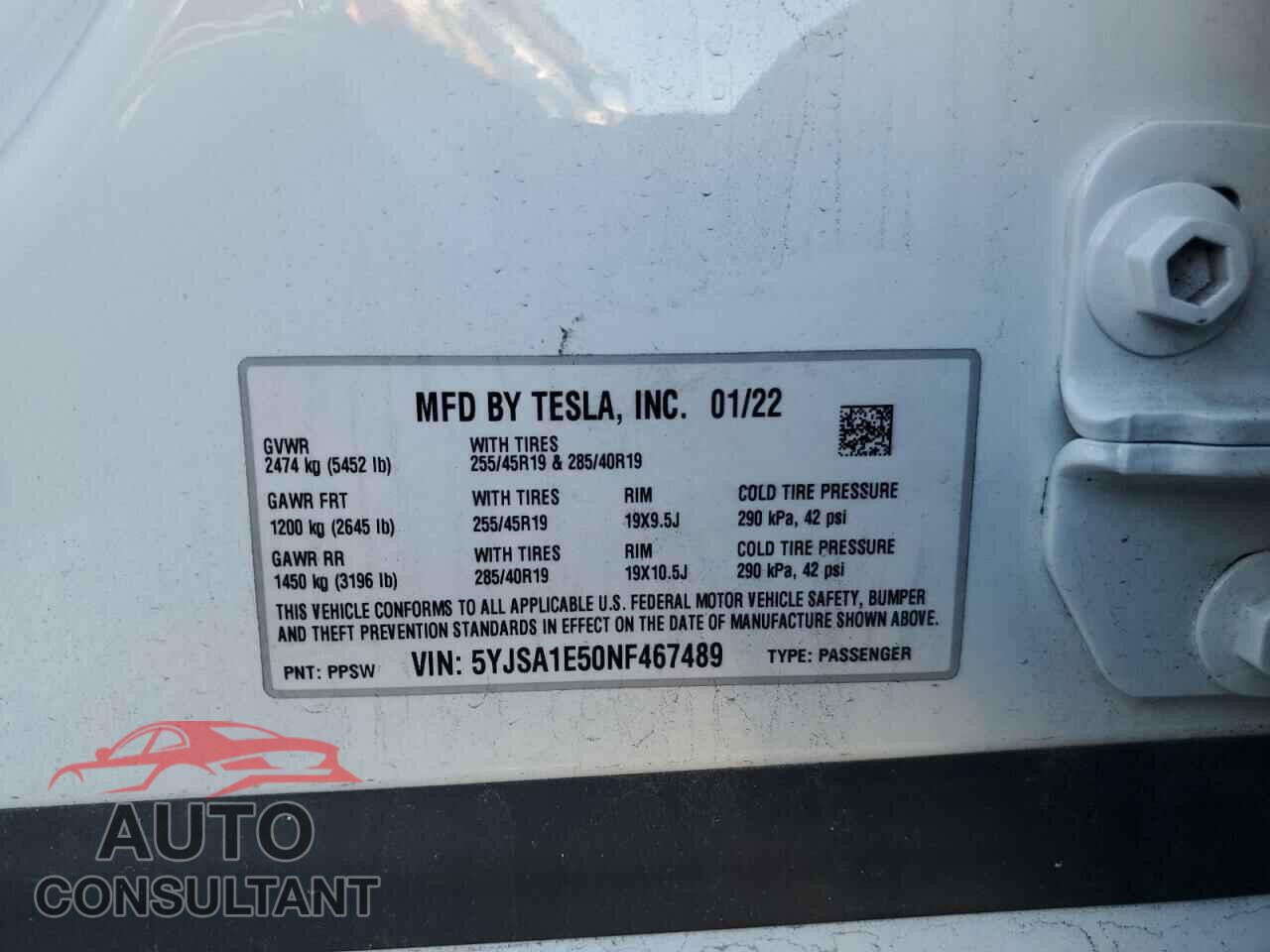 TESLA MODEL S 2022 - 5YJSA1E50NF467489