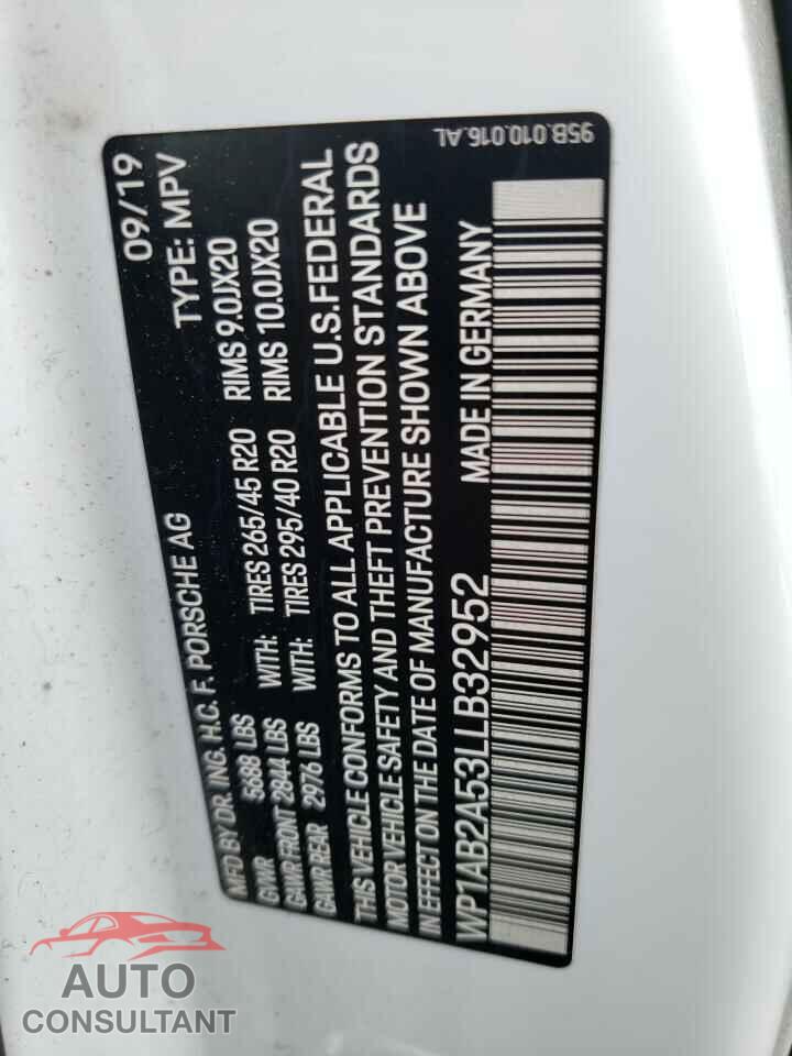 PORSCHE MACAN 2020 - WP1AB2A53LLB32952