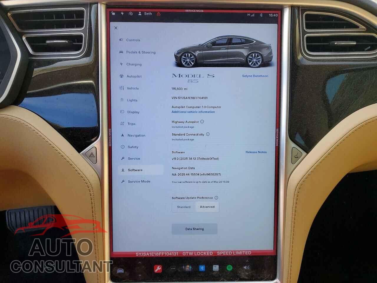 TESLA MODEL S 2015 - 5YJSA1E18FF104131