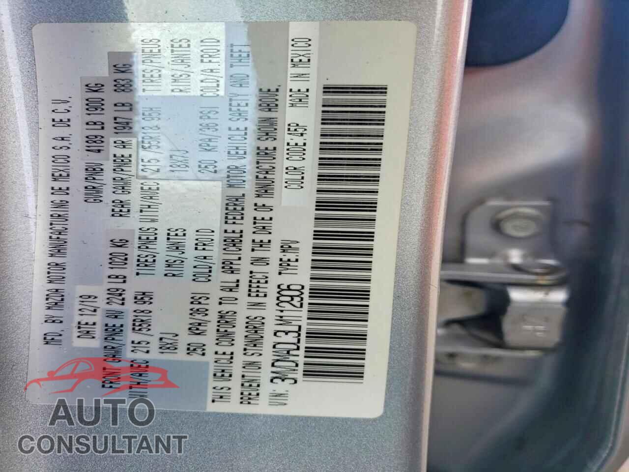 MAZDA CX30 2020 - 3MVDMADL3LM112906