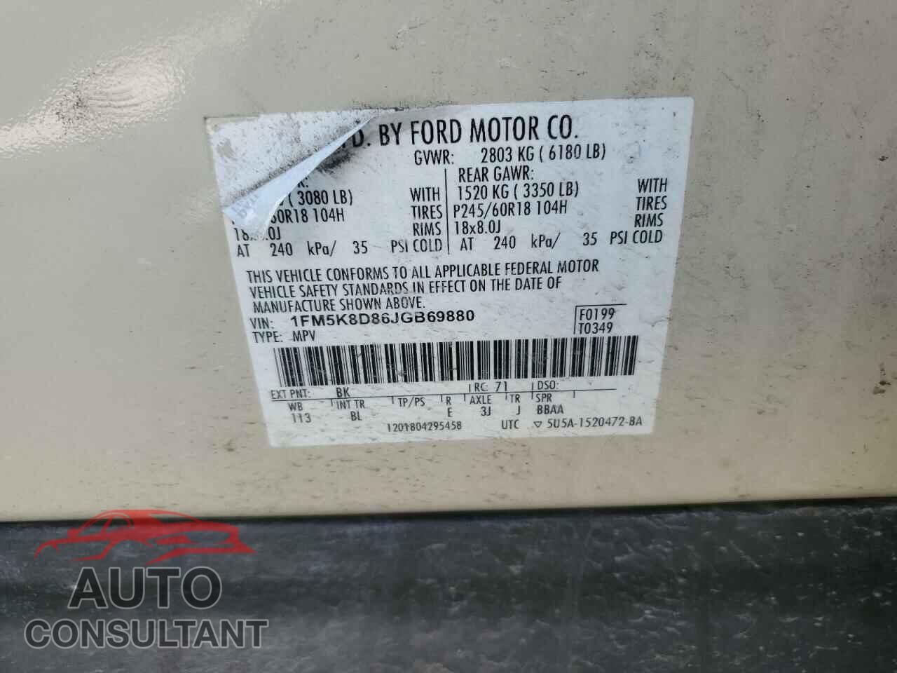FORD EXPLORER 2018 - 1FM5K8D86JGB69880