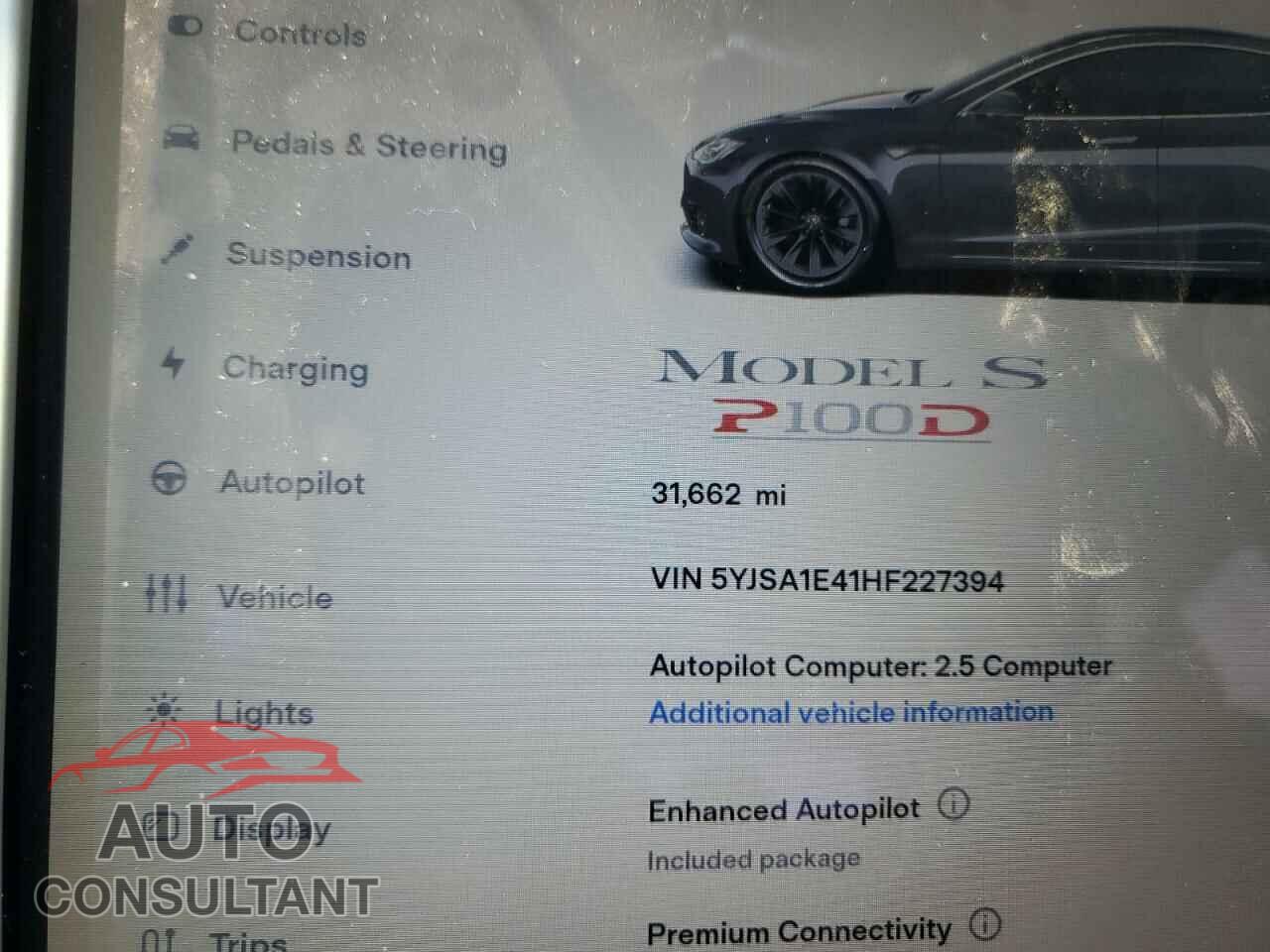 TESLA MODEL S 2017 - 5YJSA1E41HF227394