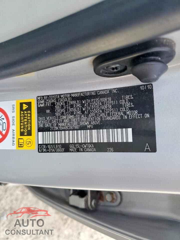 LEXUS RX 350 2011 - 2T2BK1BA4BC087887