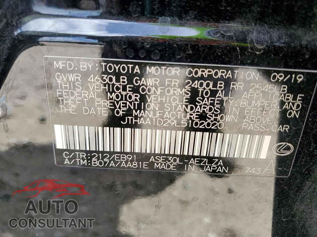 LEXUS IS 2020 - JTHAA1D29L5102020