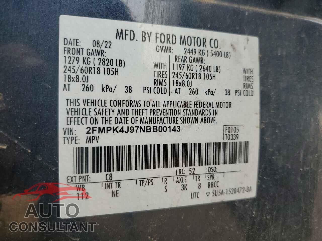 FORD EDGE 2022 - 2FMPK4J97NBB00143