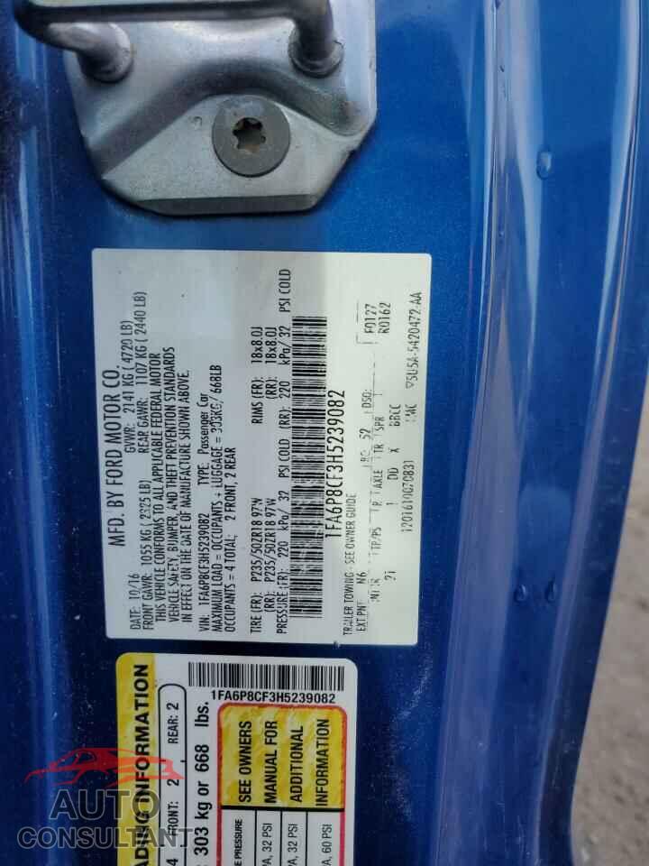 FORD MUSTANG 2017 - 1FA6P8CF3H5239082