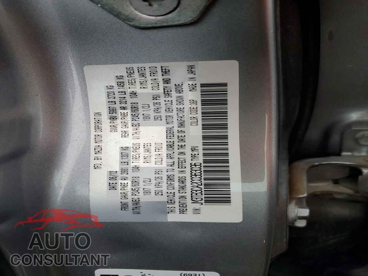MAZDA CX-9 2012 - JM3TB3CA2C0363036