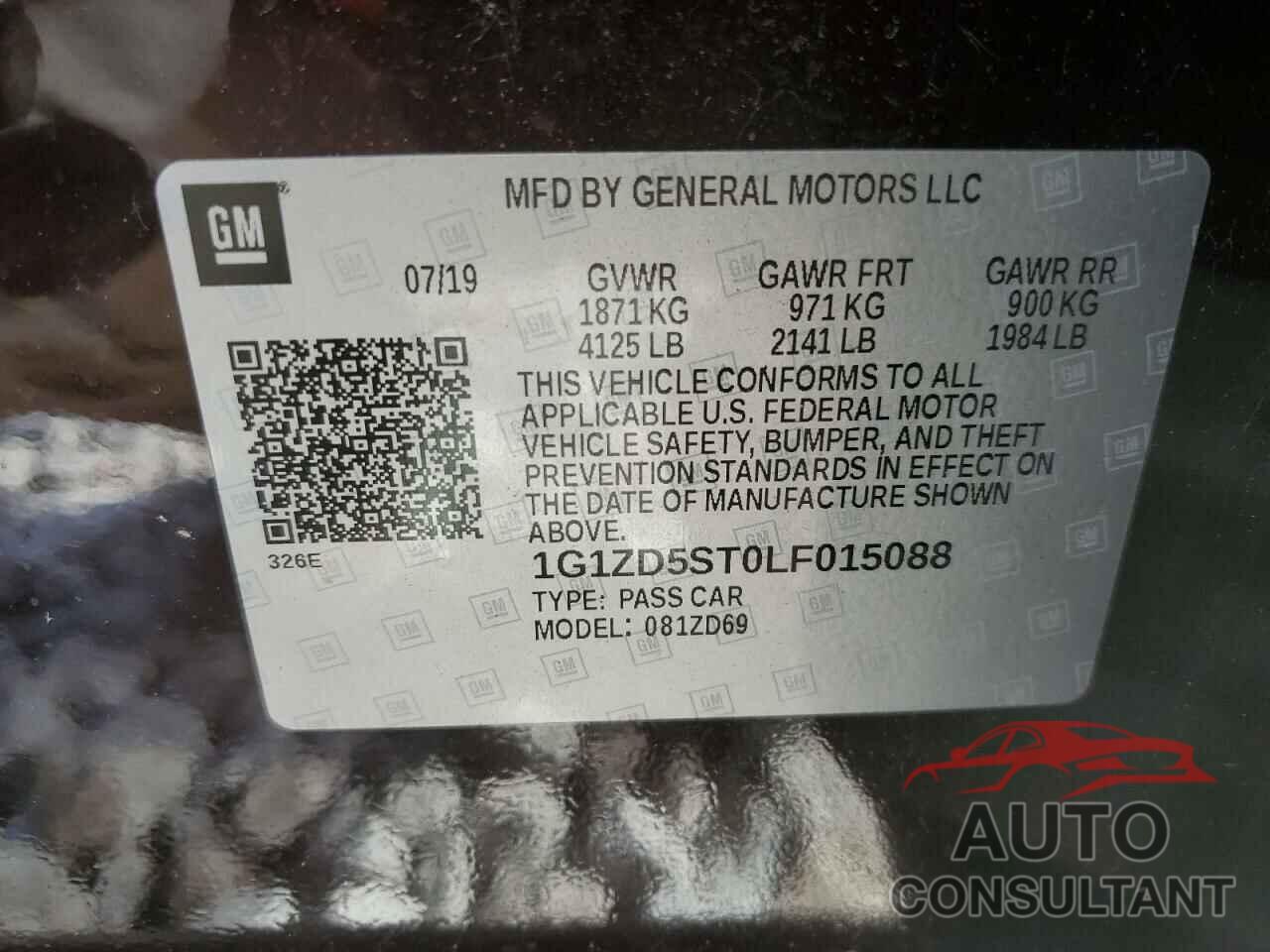 CHEVROLET MALIBU 2020 - 1G1ZD5ST0LF015088