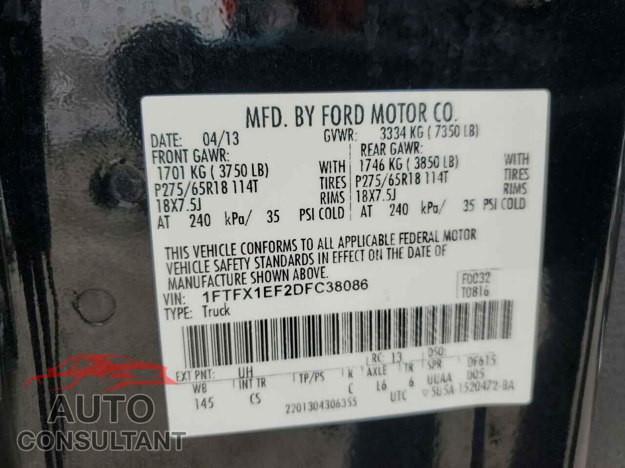 FORD F-150 2013 - 1FTFX1EF2DFC38086