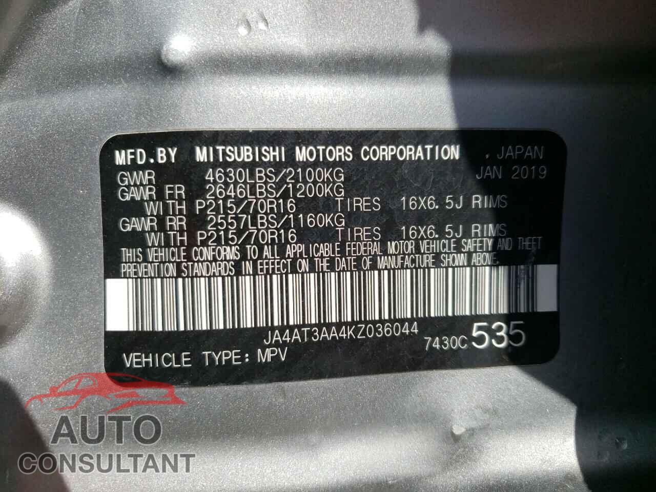 MITSUBISHI ECLIPSE 2019 - JA4AT3AA4KZ036044
