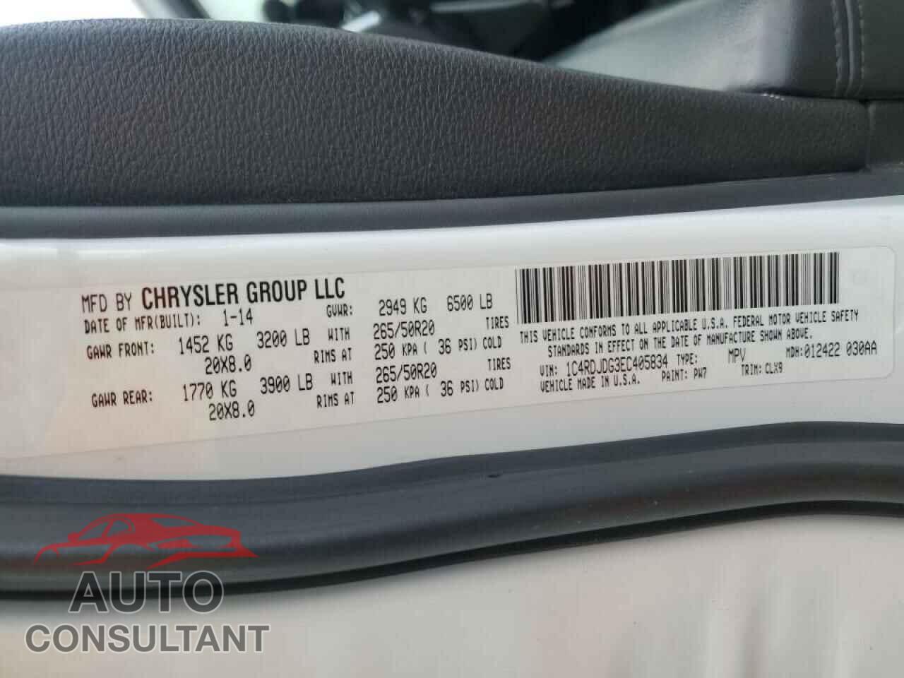 DODGE DURANGO 2014 - 1C4RDJDG3EC405834