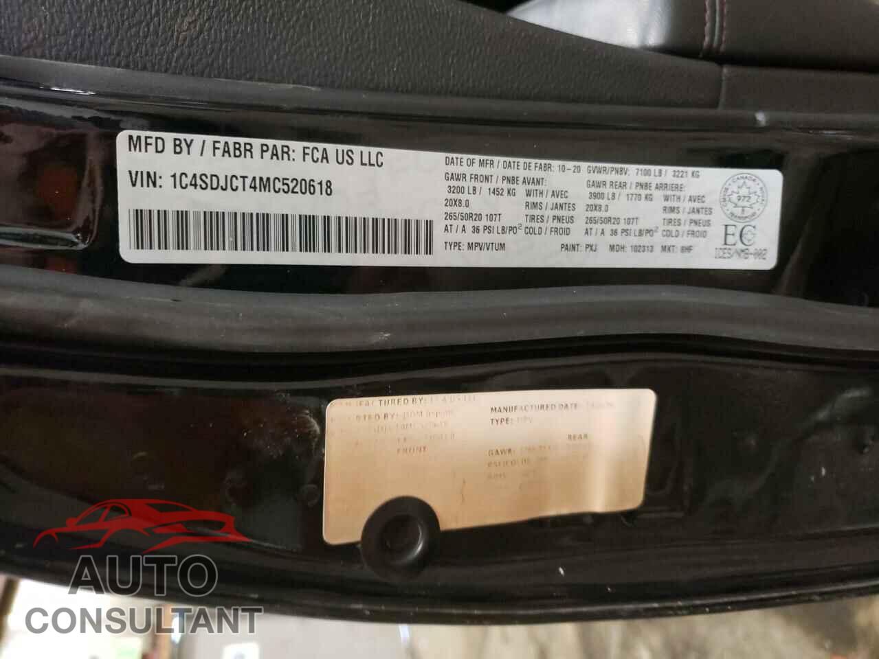 DODGE DURANGO 2021 - 1C4SDJCT4MC520618