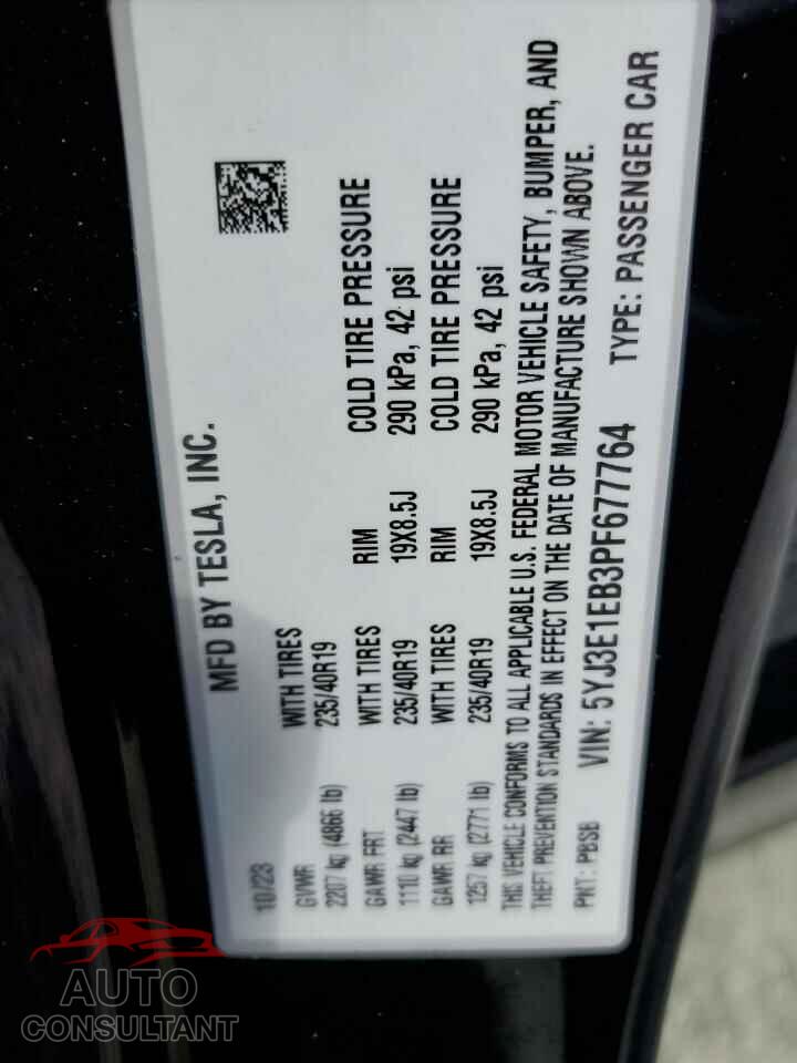 TESLA MODEL 3 2023 - 5YJ3E1EB3PF677764