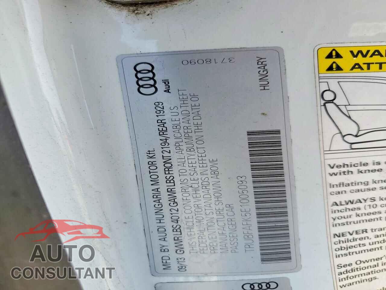 AUDI TT 2014 - TRUBFAFK5E1005093