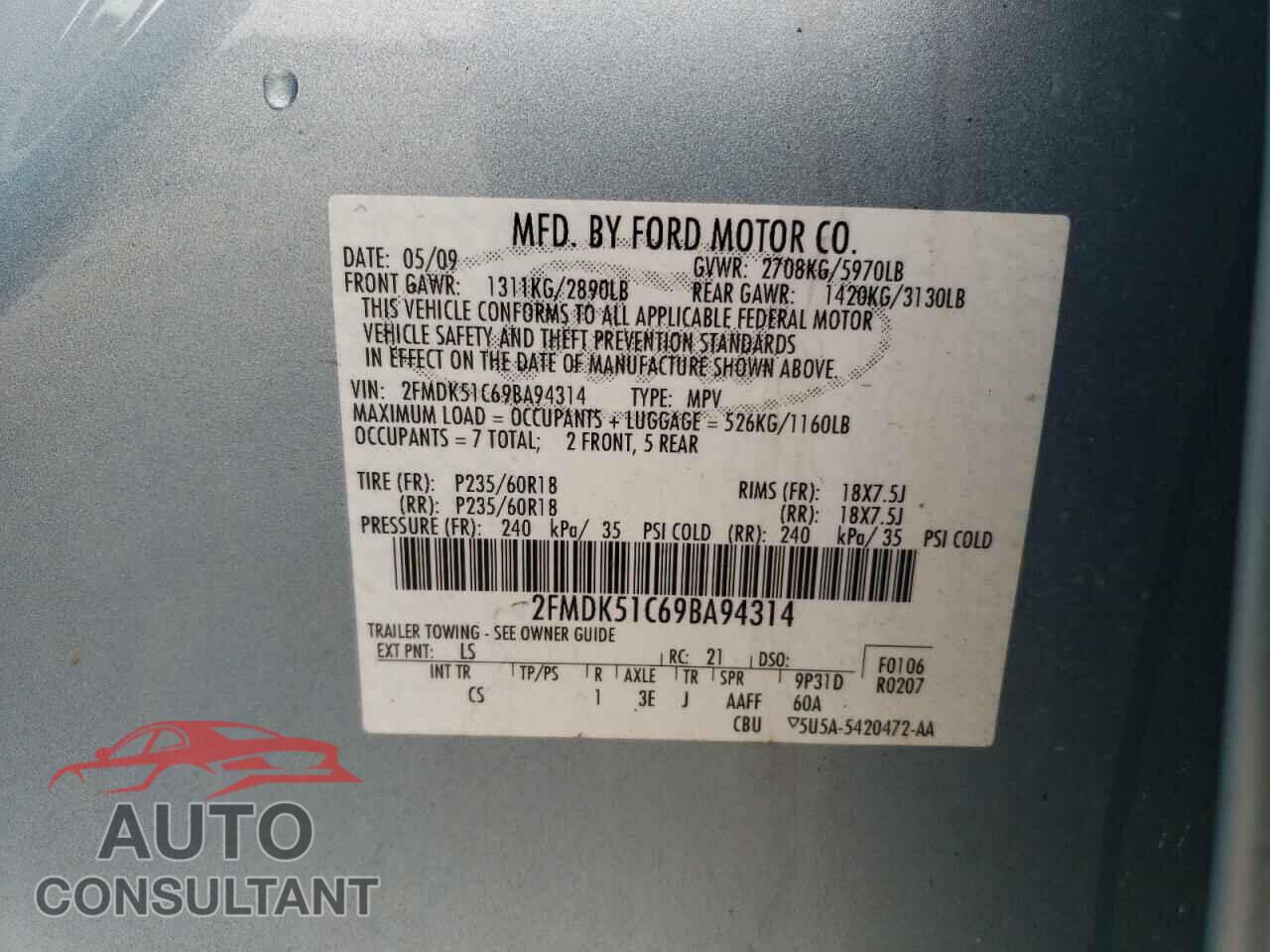 FORD FLEX 2009 - 2FMDK51C69BA94314