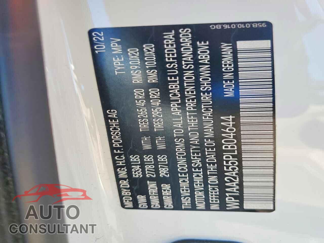 PORSCHE MACAN 2023 - WP1AA2A55PLB04644