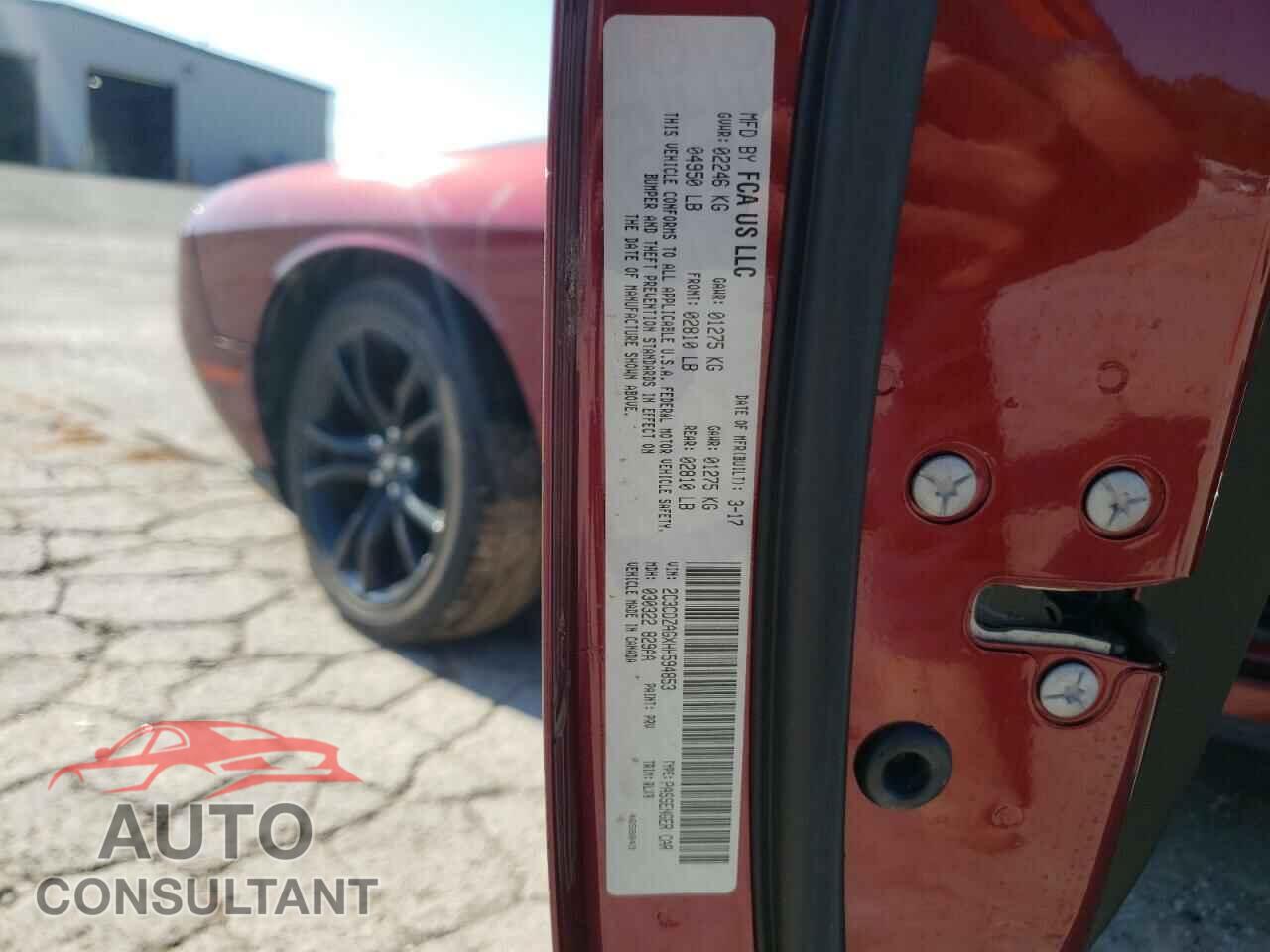 DODGE CHALLENGER 2017 - 2C3CDZAGXHH594853