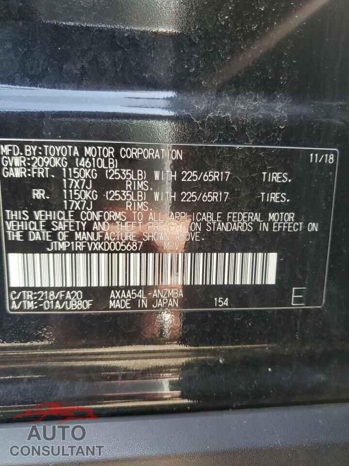 TOYOTA RAV4 2019 - JTMP1RFVXKD005687