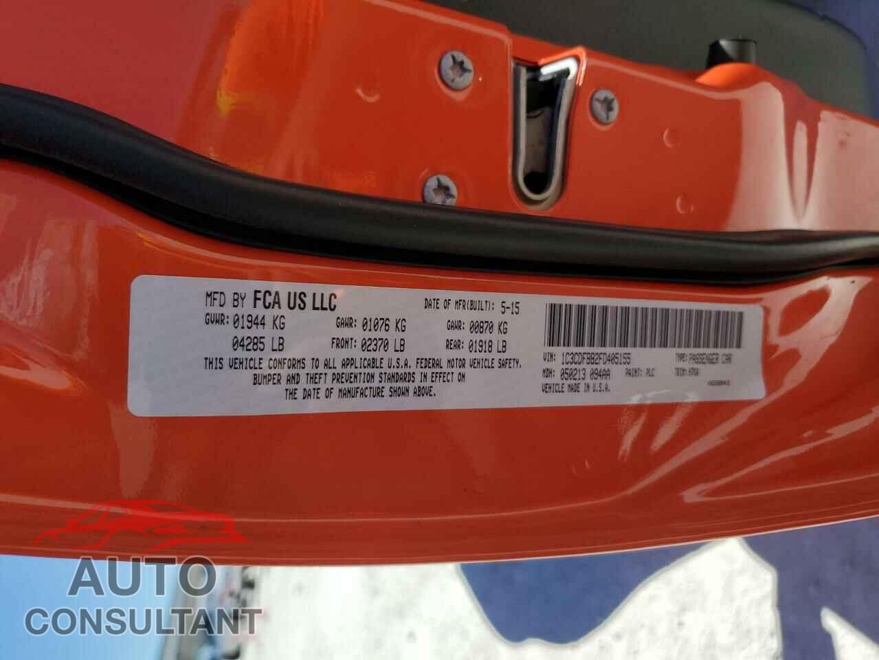 DODGE DART 2015 - 1C3CDFBB2FD405155