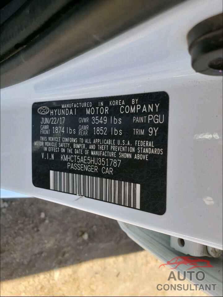 HYUNDAI ACCENT 2017 - KMHCT5AE5HU351787