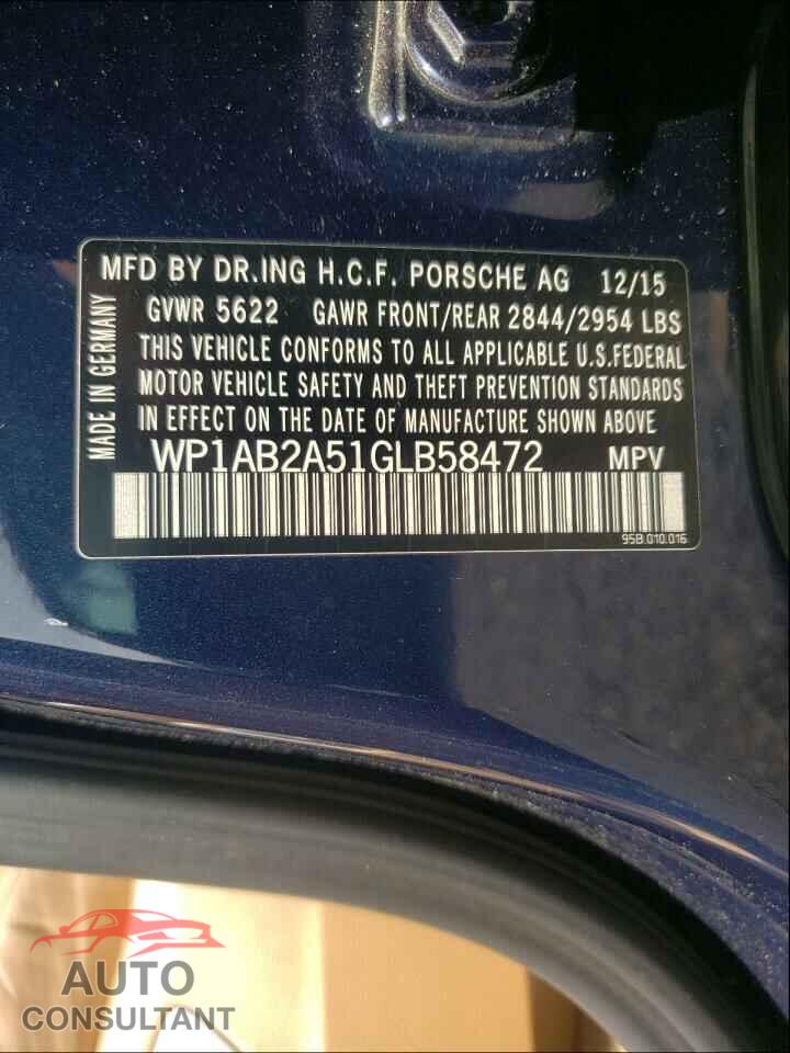 PORSCHE MACAN 2016 - WP1AB2A51GLB58472