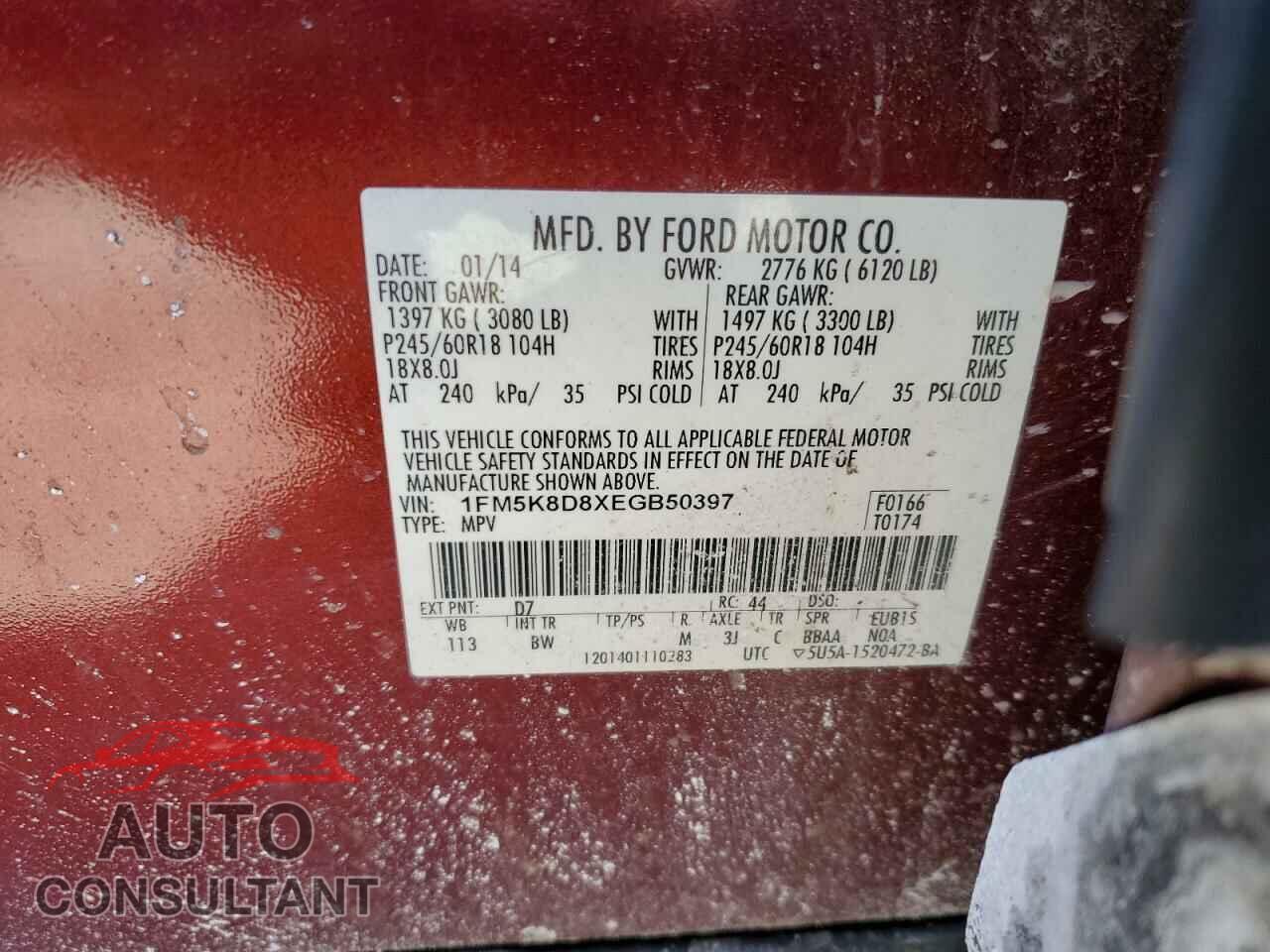 FORD EXPLORER 2014 - 1FM5K8D8XEGB50397
