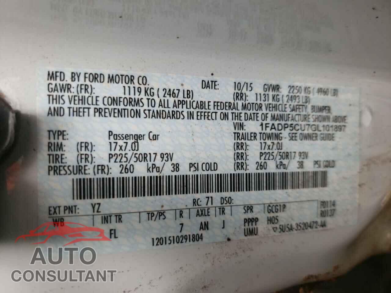 FORD CMAX 2016 - 1FADP5CU7GL101897