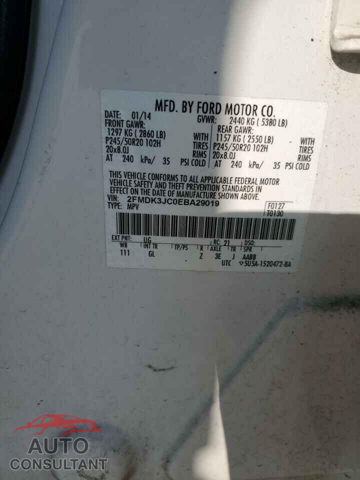 FORD EDGE 2014 - 2FMDK3JC0EBA29019