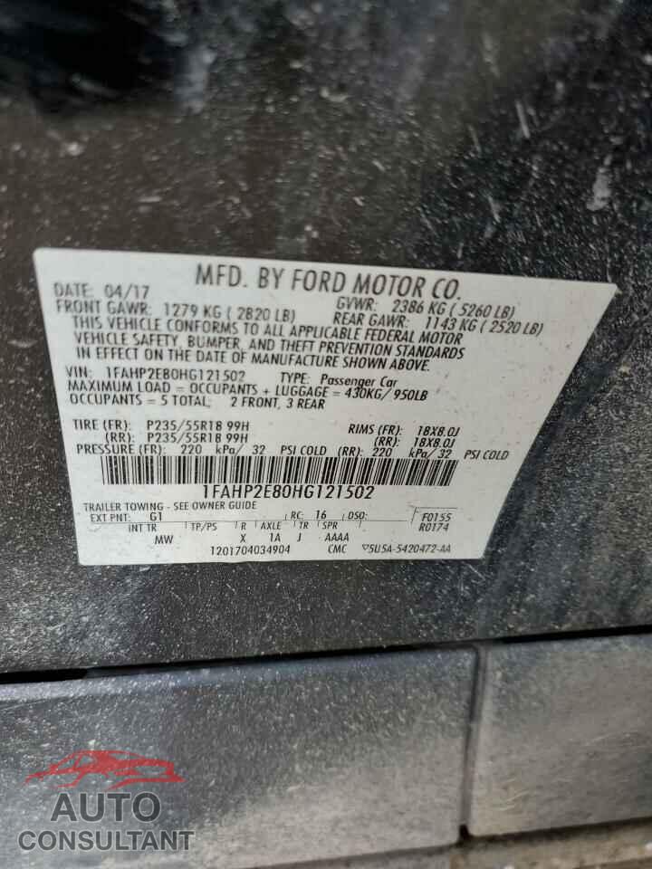 FORD TAURUS 2017 - 1FAHP2E80HG121502