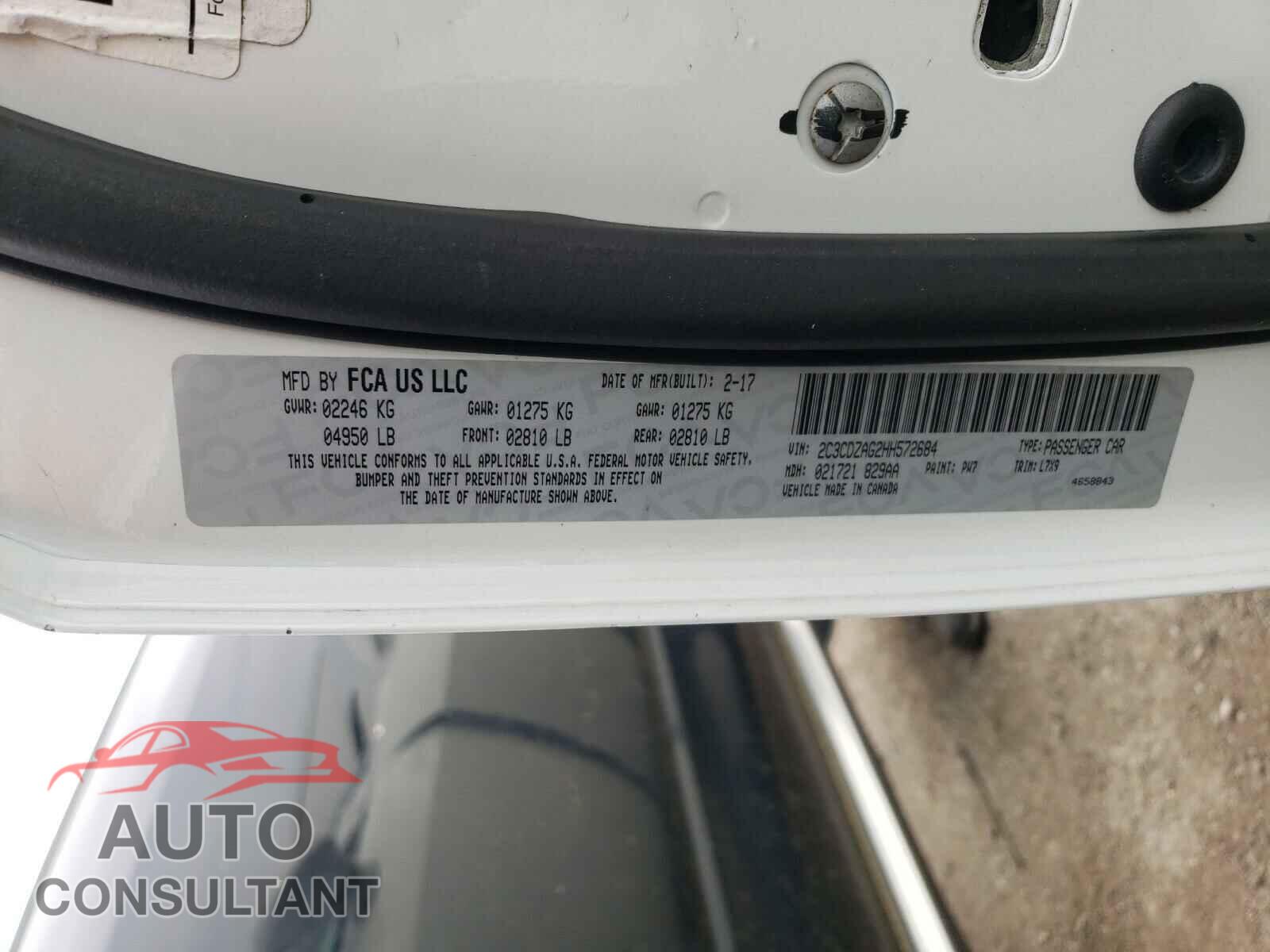 DODGE CHALLENGER 2017 - 2C3CDZAG2HH572684