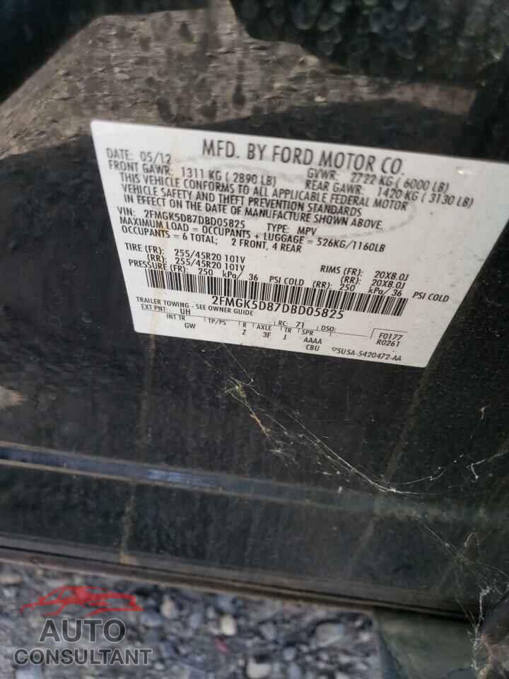 FORD FLEX 2013 - 2FMGK5D87DBD05825