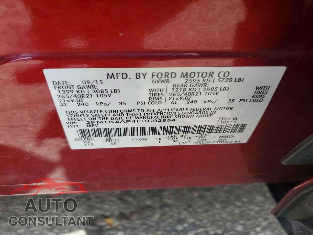 FORD EDGE 2015 - 2FMTK4AP4FBC02854
