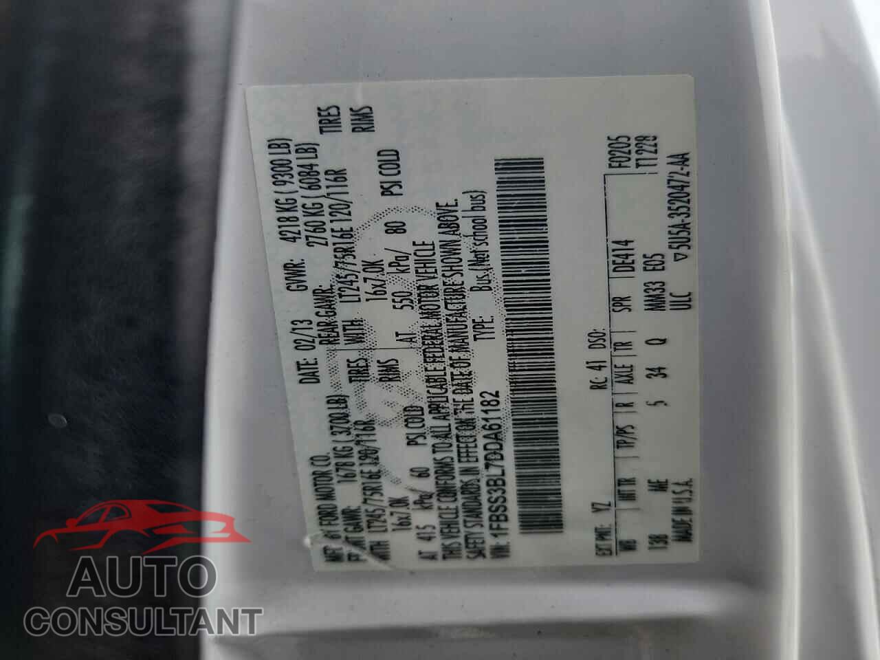 FORD ECONOLINE 2013 - 1FBSS3BL7DDA61182