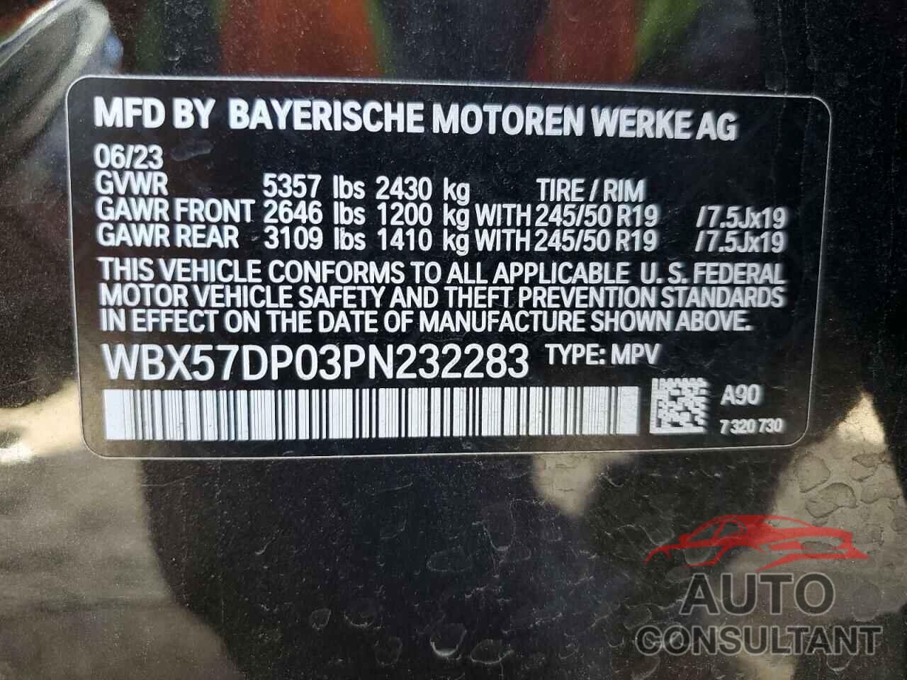 BMW X3 2023 - WBX57DP03PN232283