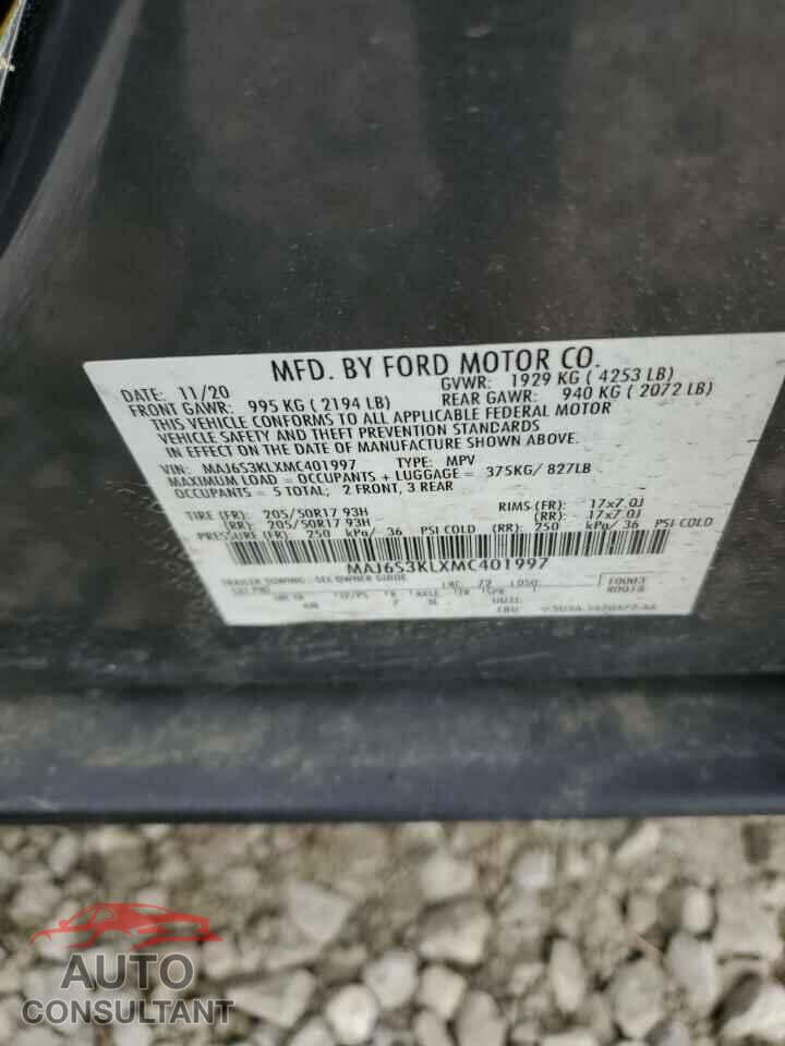 FORD ECOSPORT 2021 - MAJ6S3KLXMC401997