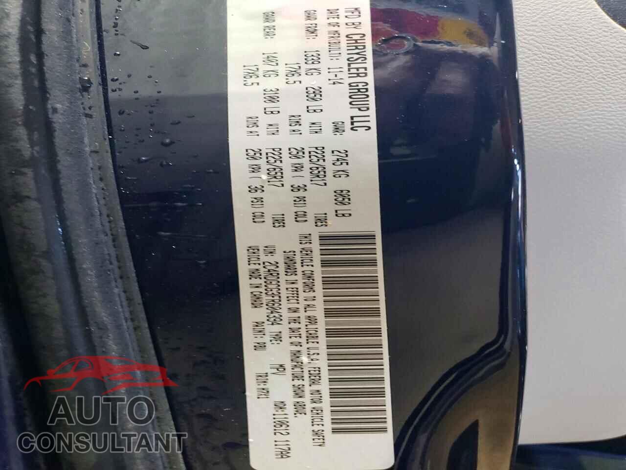 DODGE CARAVAN 2015 - 2C4RDGCG3FR604394