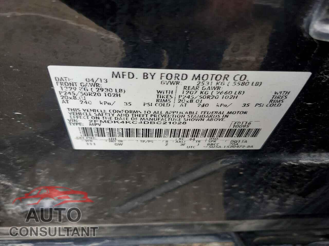 FORD EDGE 2013 - 2FMDK4KC4DBC21028