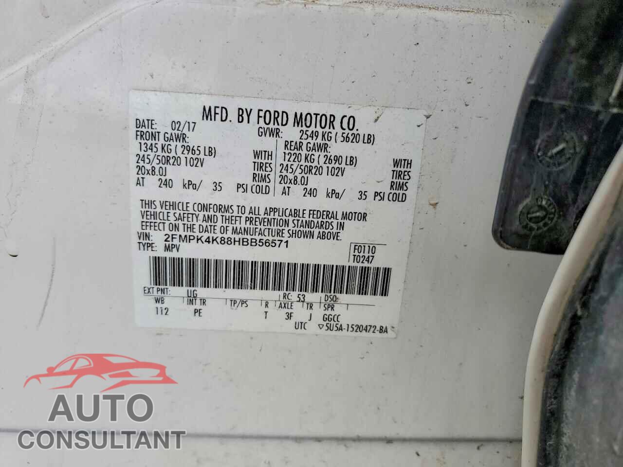 FORD EDGE 2017 - 2FMPK4K88HBB56571
