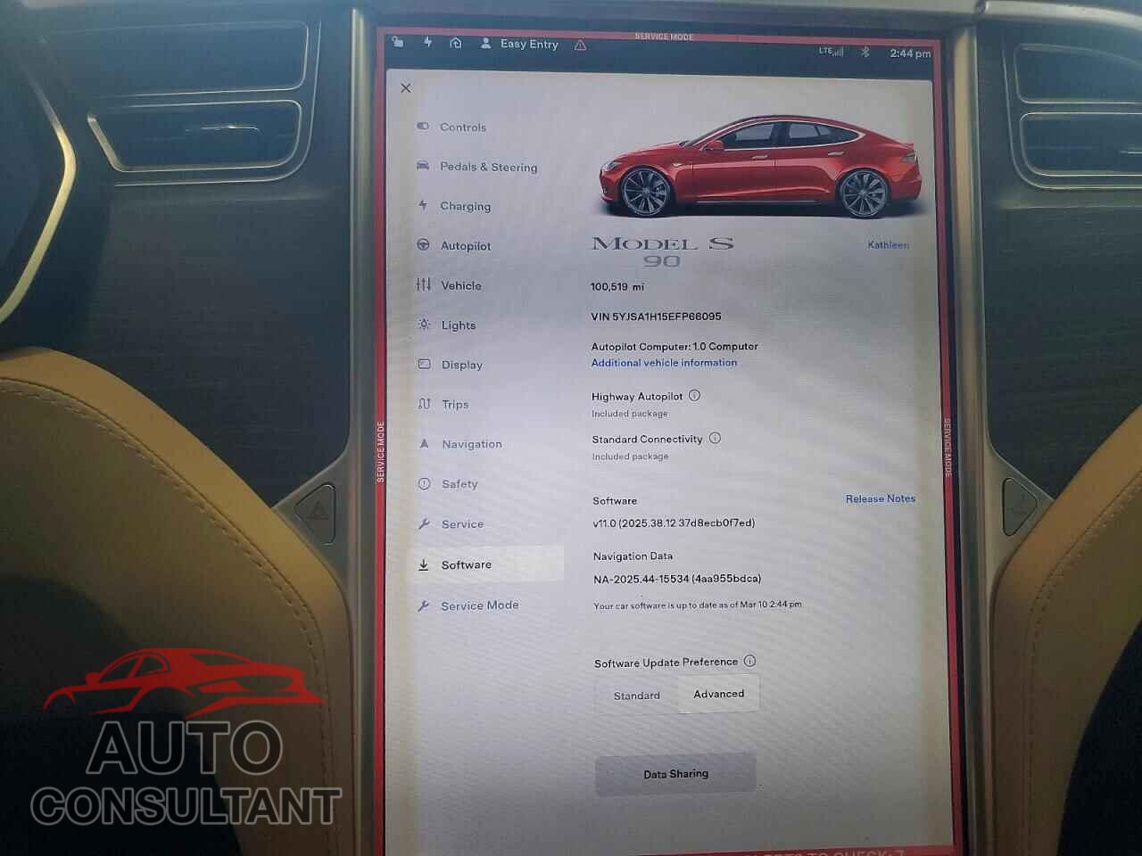 TESLA MODEL S 2014 - 5YJSA1H15EFP66095