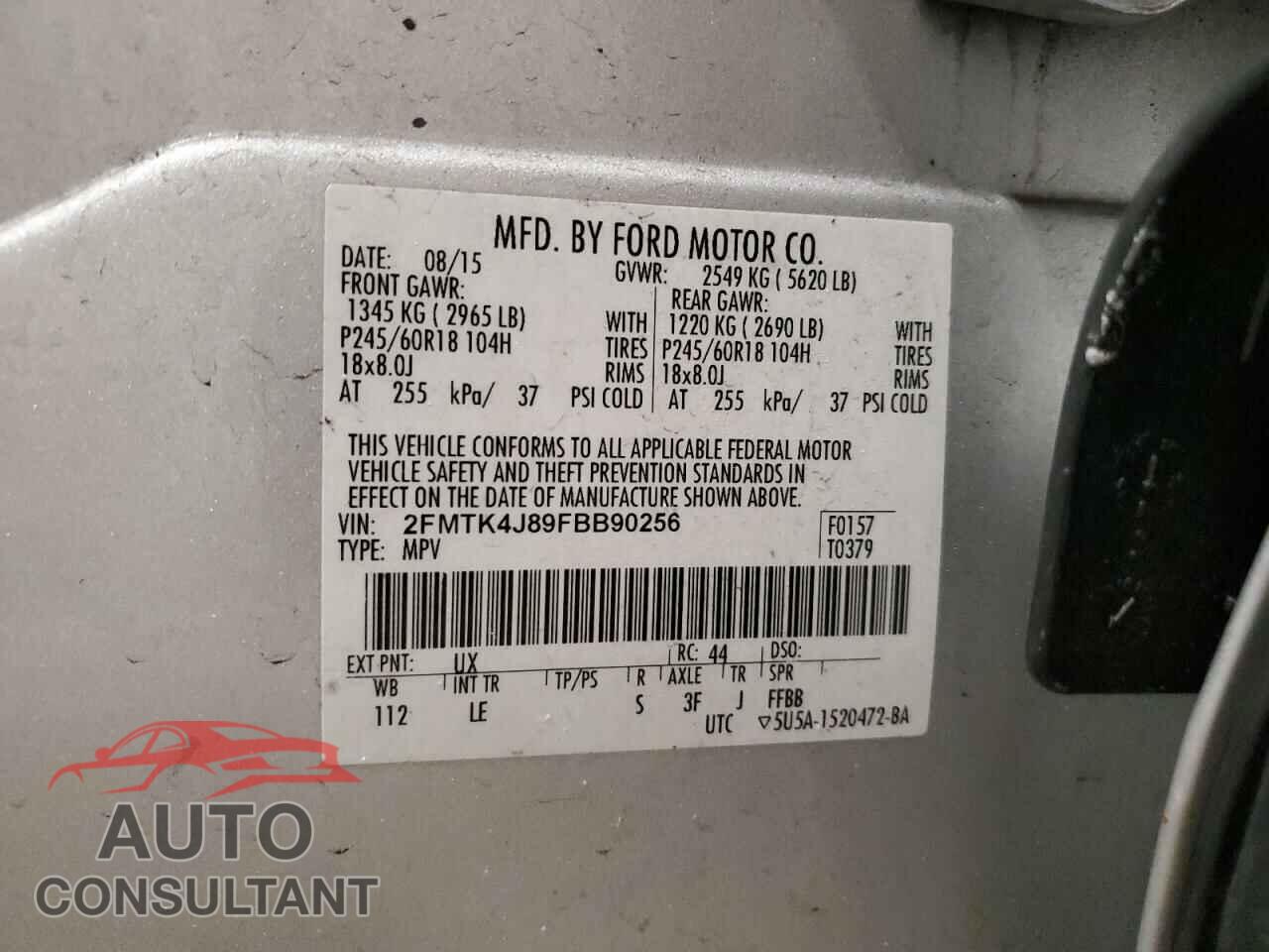 FORD EDGE 2015 - 2FMTK4J89FBB90256