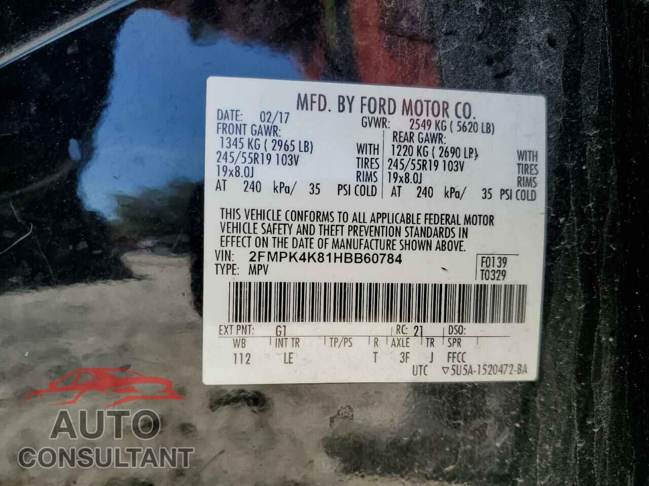 FORD EDGE 2017 - 2FMPK4K81HBB60784