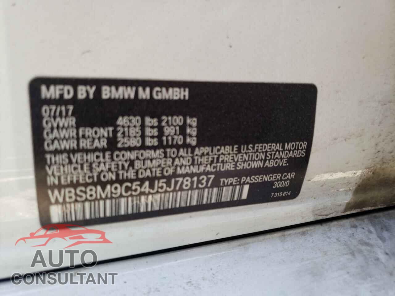 BMW M3 2018 - WBS8M9C54J5J78137