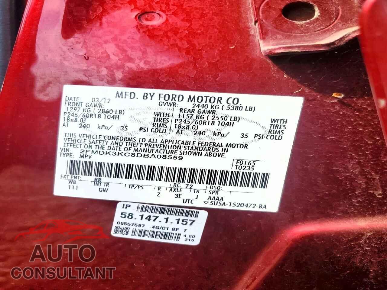 FORD EDGE 2013 - 2FMDK3KC8DBA08559