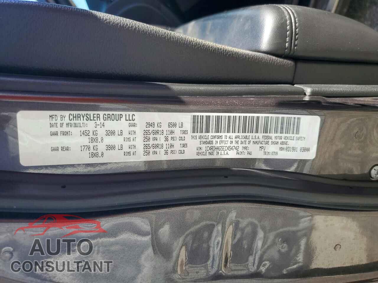 DODGE DURANGO 2014 - 1C4RDHAG5EC454742