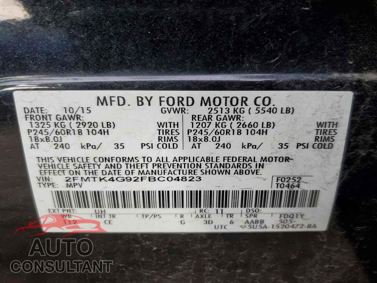 FORD EDGE 2015 - 2FMTK4G92FBC04823