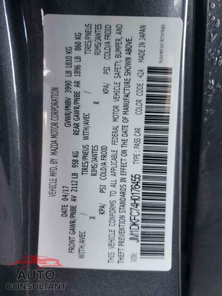 MAZDA CX-3 2017 - JM1DKFC74H0176455