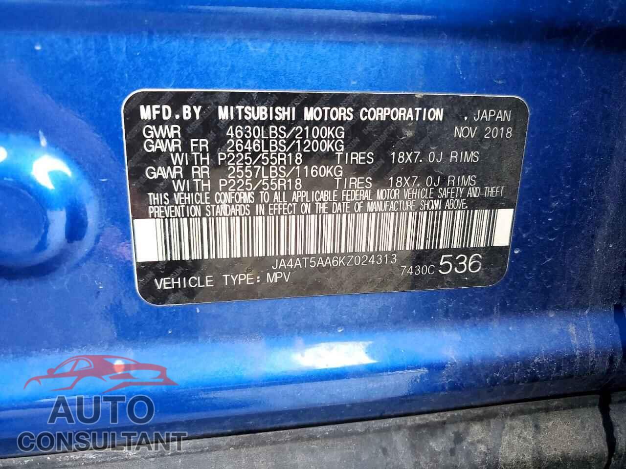 MITSUBISHI ECLIPSE 2019 - JA4AT5AA6KZ024313